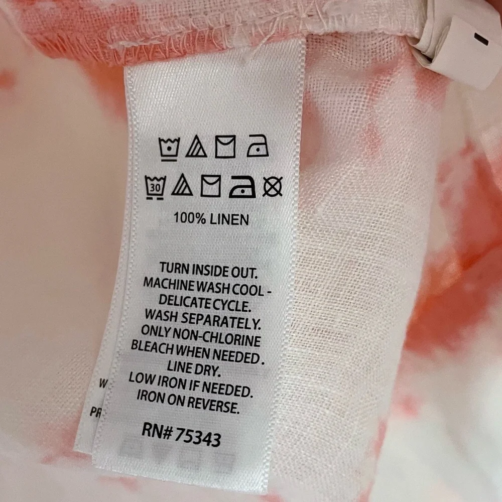 Rachel Zoe Tie Dye 100% Linen Top Pink - Picture 10 of 10